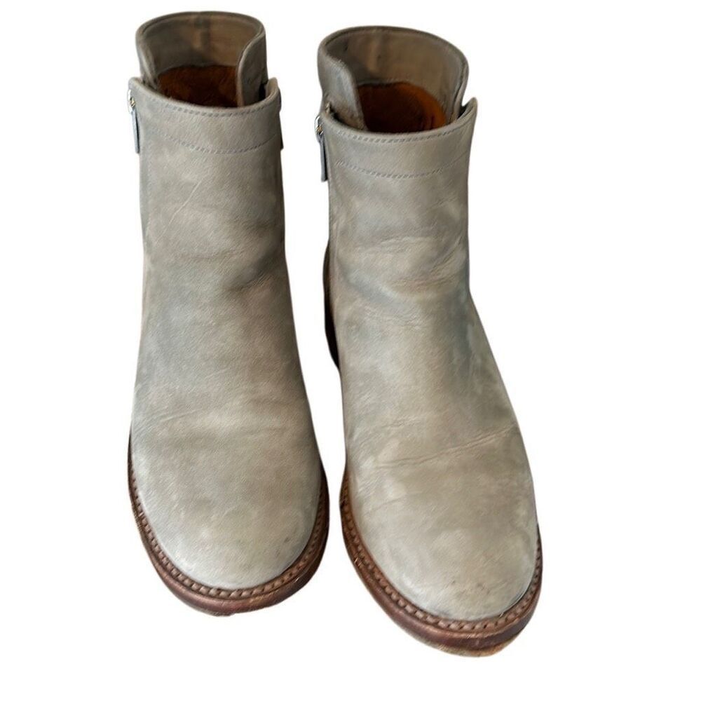 Frye Grey Suede Leather Side Zipper Booties 5.5